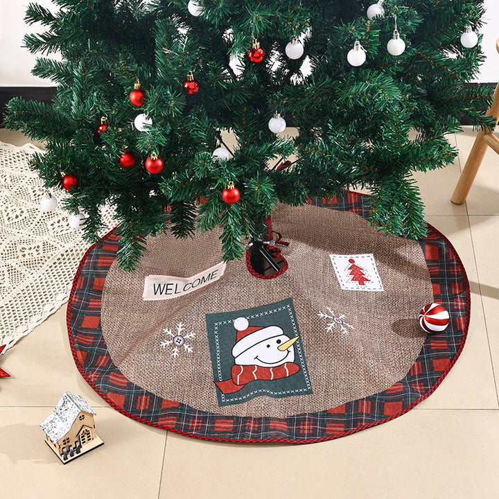 Jute Christmas tree skirt with festive Santa Claus motif Kalsten