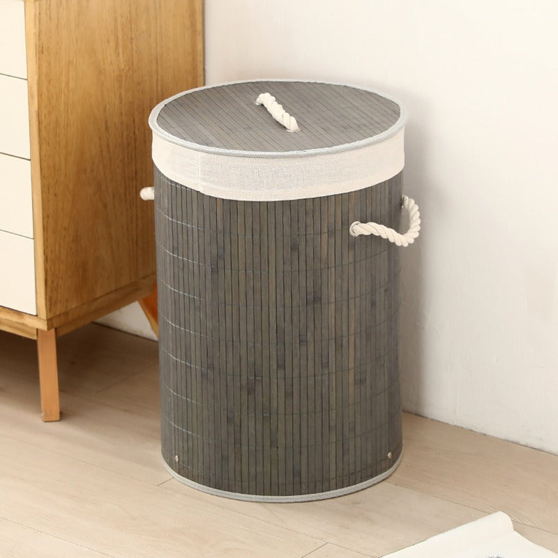 High-quality bamboo laundry container with lid Kalsten