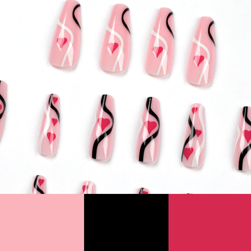Artificial nail extensions with heart design Kalsten