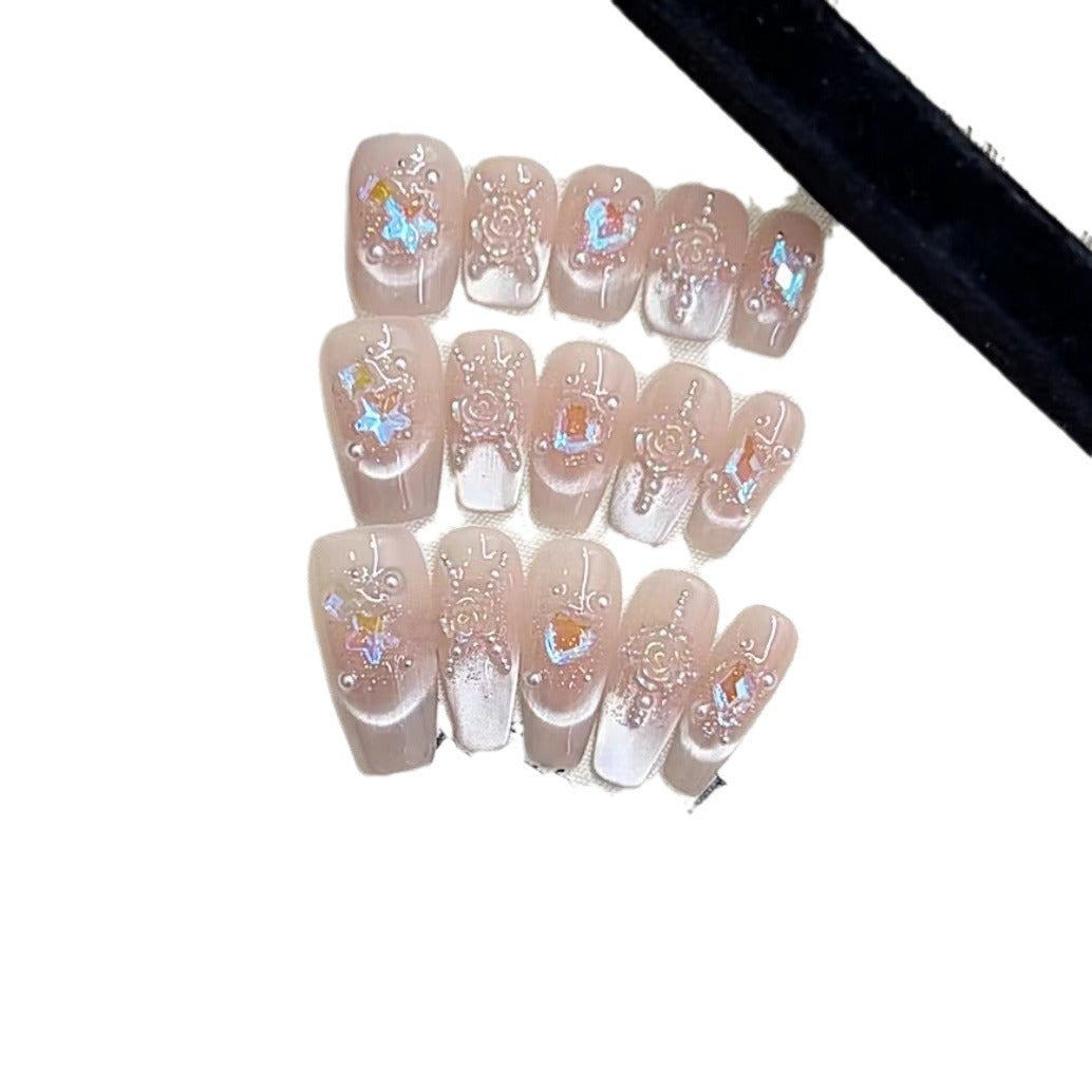 Artistic Press-On Nail Art Set with Glittering Details Kalsten