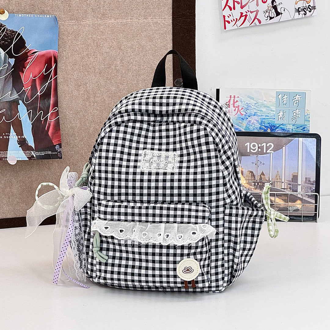 Cute Gingham Print School Backpack Kalsten