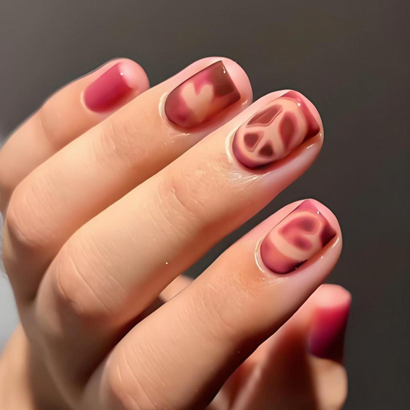 Acrylic nail set with elegant heart and pattern designs Kalsten