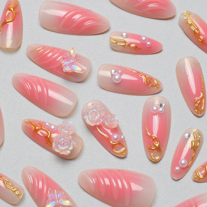 Artistic Floral Nail Extensions Kalsten