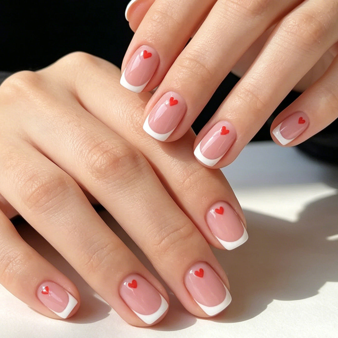 Love-Embellished French Tip Nail Design Kalsten