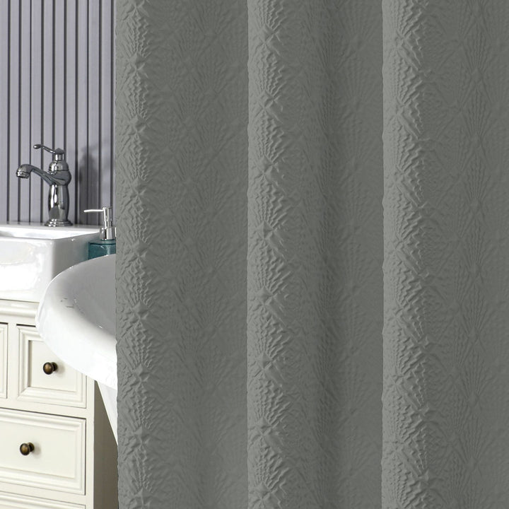 Textured Leaf Motif Shower Curtain Kalsten