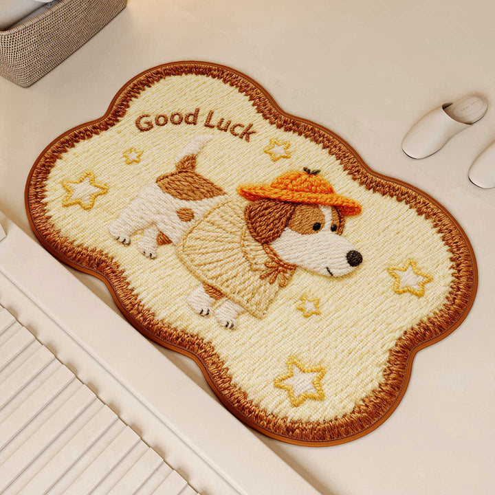 Embroidered Dog-Themed Bath Mat