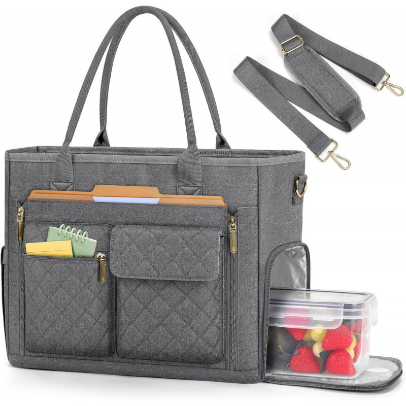 Multifunctional tote bag with structured interior layout and removable compartments Kalsten