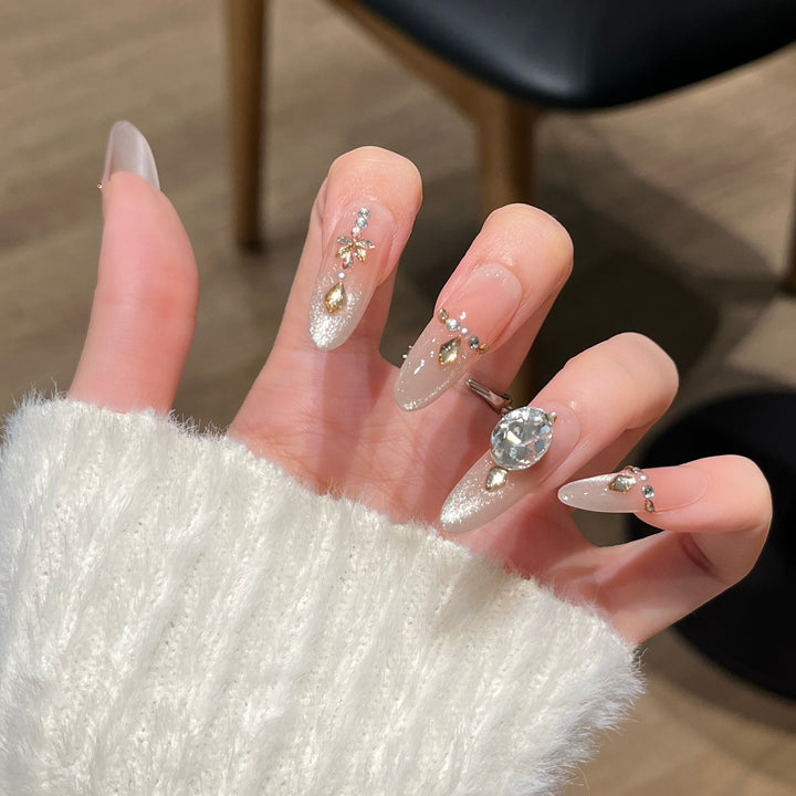 Elegant Rhinestone-Decorated Press-On Nail Extensions Kalsten