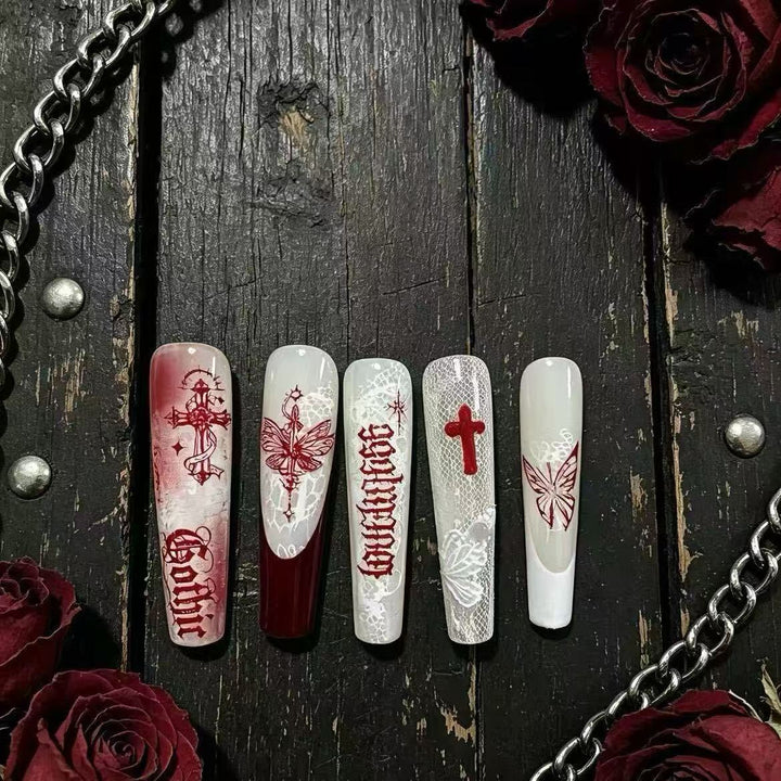 Gothic Themed Press-On Nail Art Kalsten