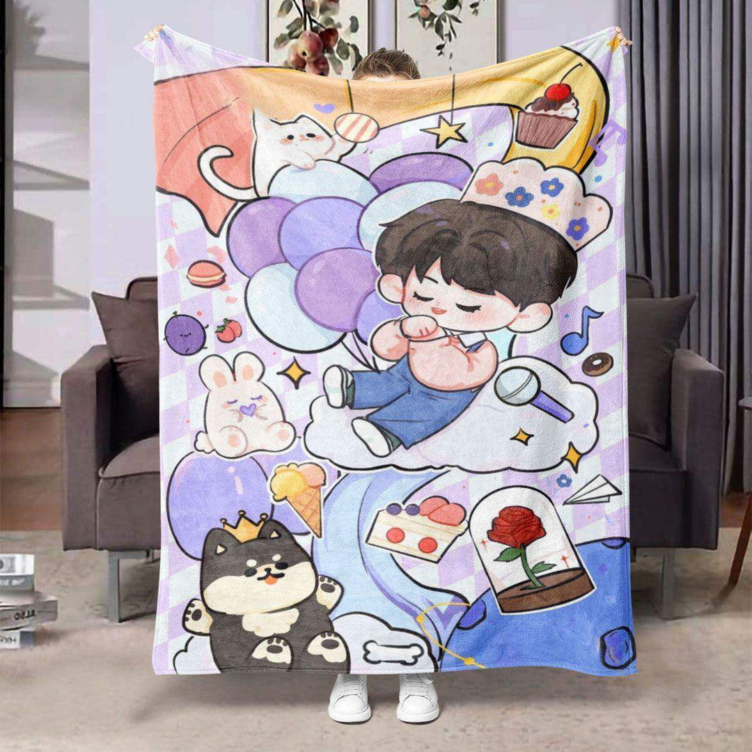 Cartoon Print Fleece Blanket  1788504996