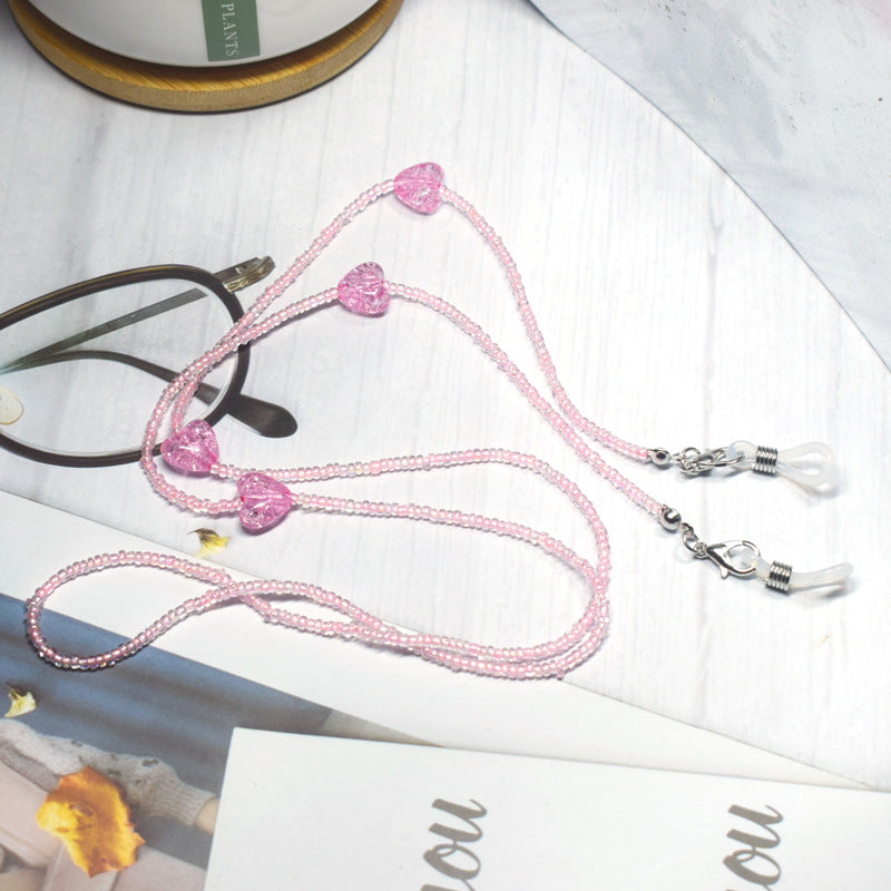 Heart-Embellished Beaded Eyewear Chain Kalsten