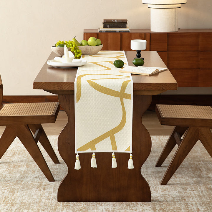 Light waffle beach towel with tassels and geometric jacquard pattern Kalsten