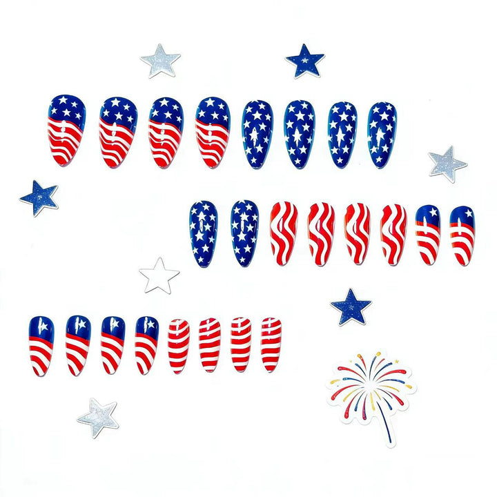 Artificial Nails In Patriotic Stars And Stripes Design Kalsten