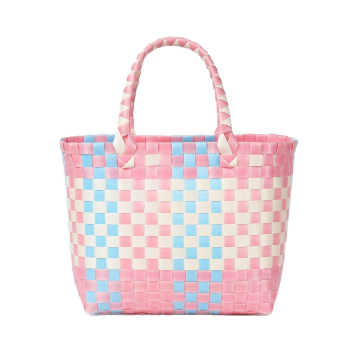 Handwoven basket bag with modern structural pattern Kalsten
