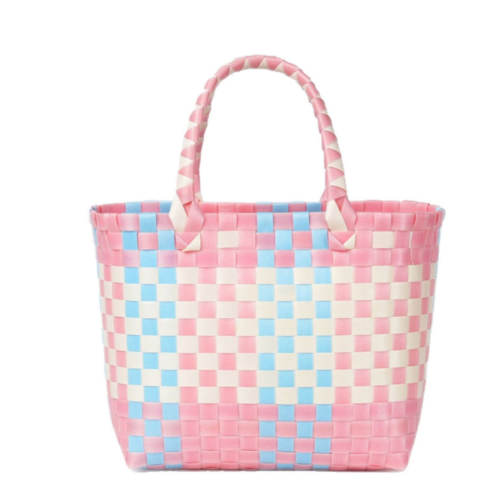 Handwoven basket bag with modern structural pattern Kalsten