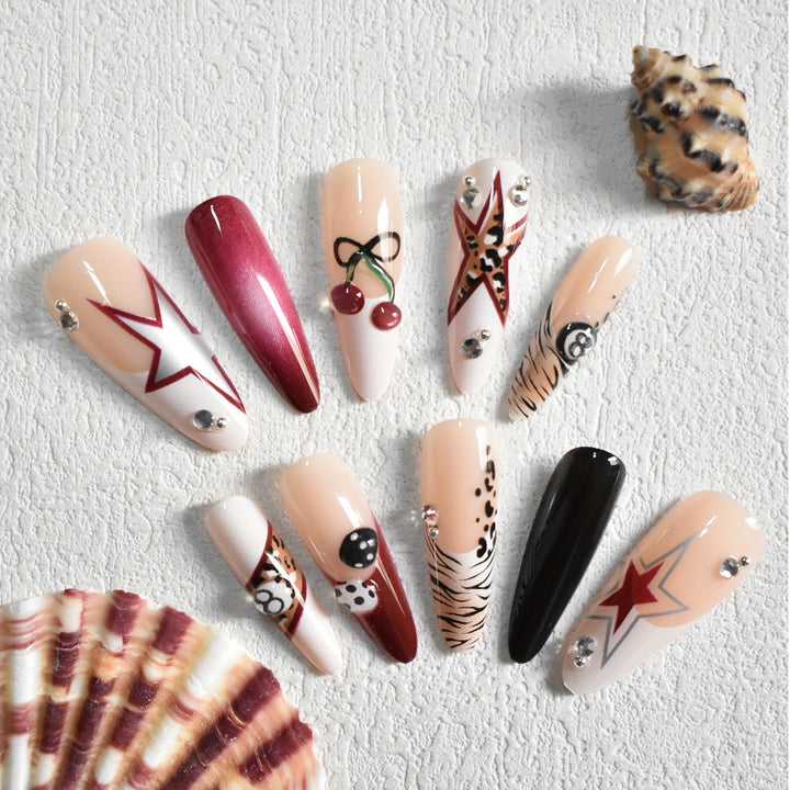 Artistic Stiletto Press-On Nail Set with Unique Designs Kalsten