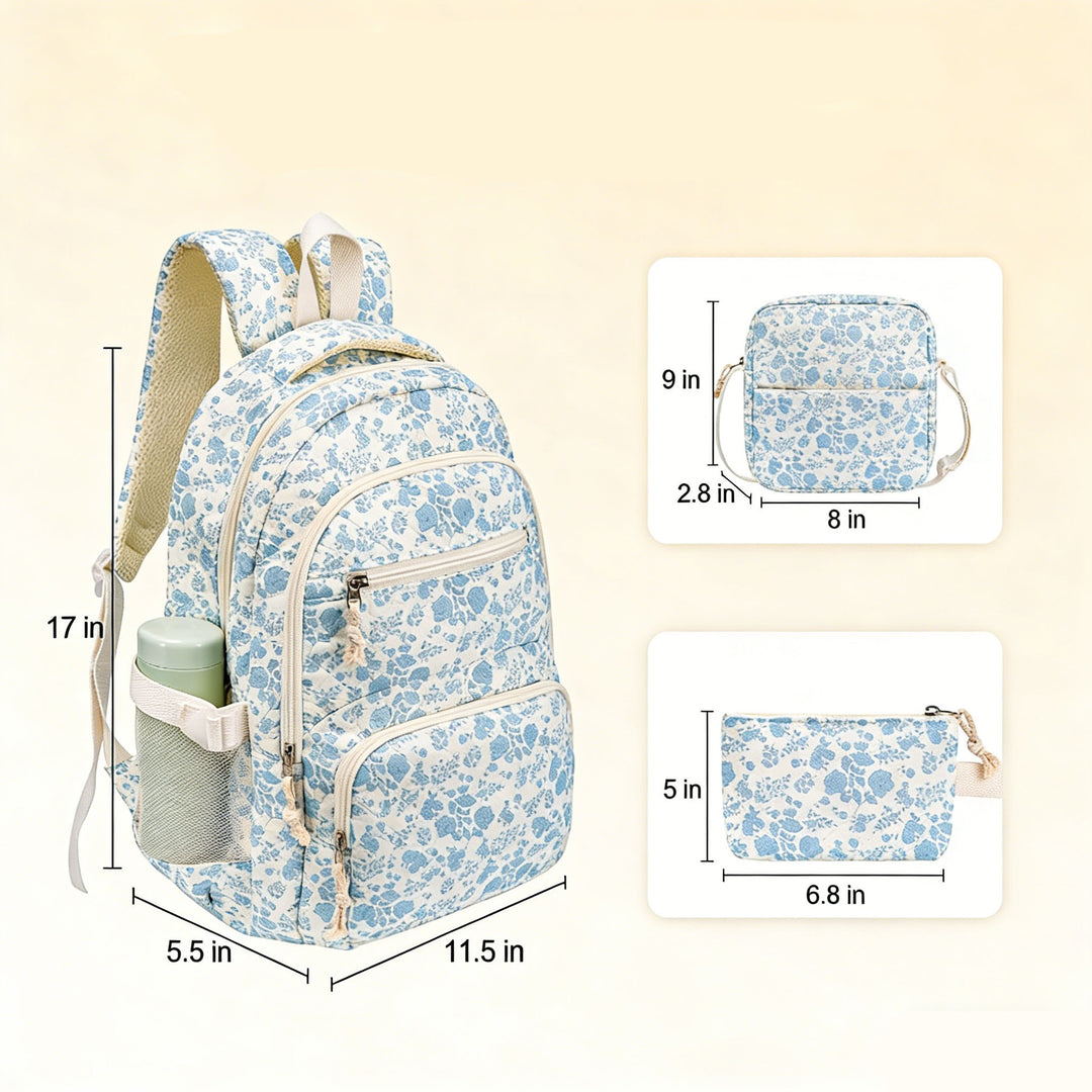 Multi-Purpose Floral Print Backpack Set