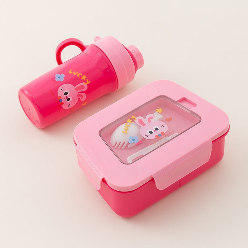 Fun-Themed Bento Lunch Box with Integrated Utensil Set