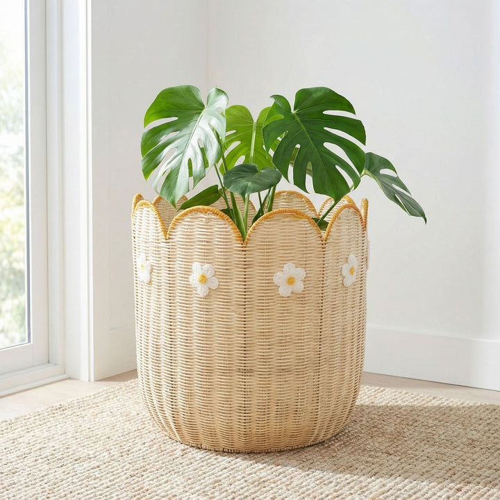 Decorative Scalloped Edge Woven Basket Kalsten