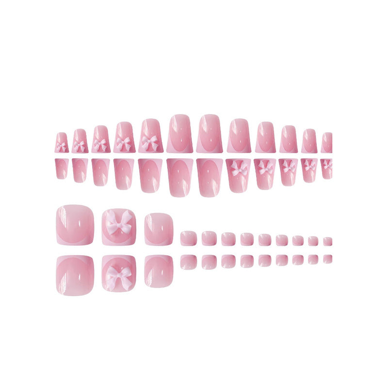 Decorative Press-On Nail Art with Bow Accents Kalsten