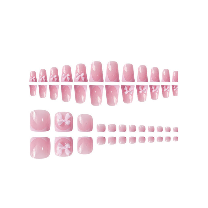 Decorative Press-On Nail Art with Bow Accents Kalsten