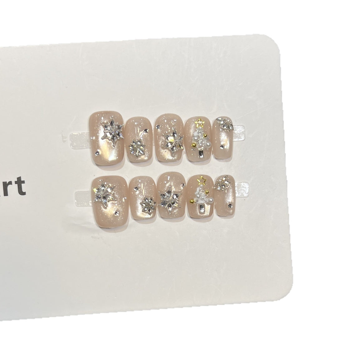 Elegant Press-On Nail Art Set with Sparkling Accents Kalsten