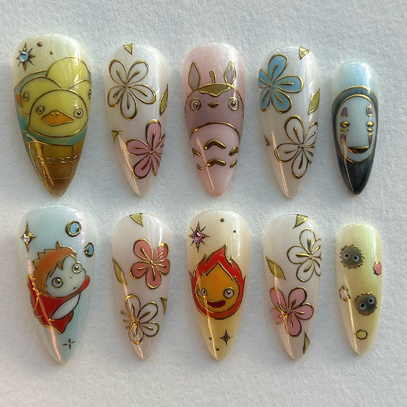 Artistic Character-Themed Press-On Nail Art Set Kalsten