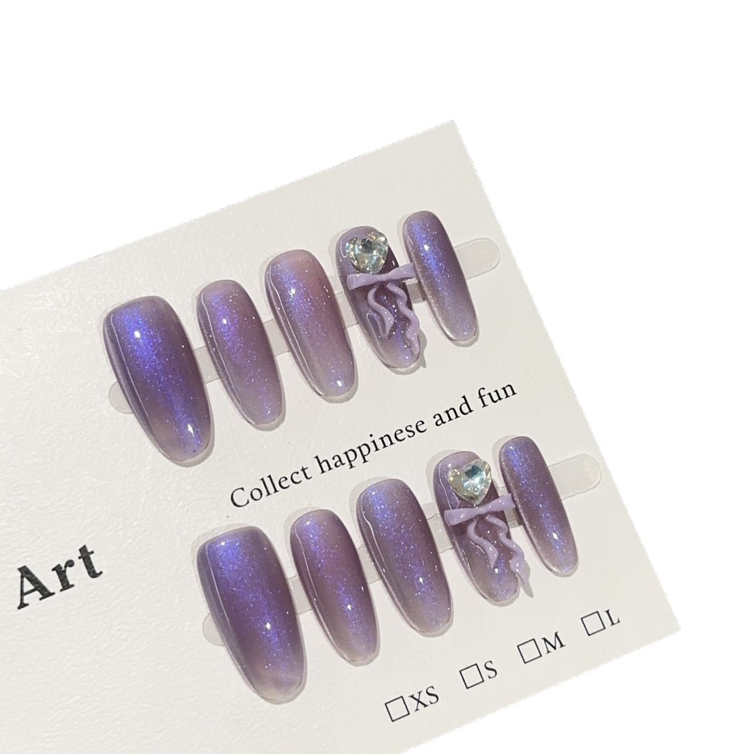 Whimsical Glittering Press-On Nail Design