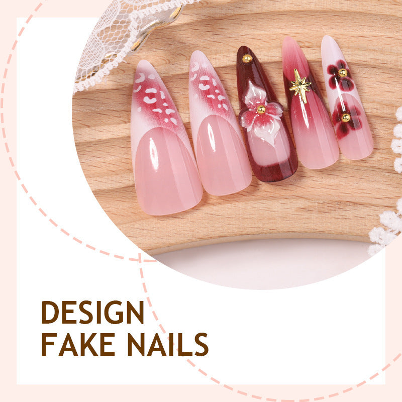 Artifical nail set with delicate floral design and glamorous accents Kalsten