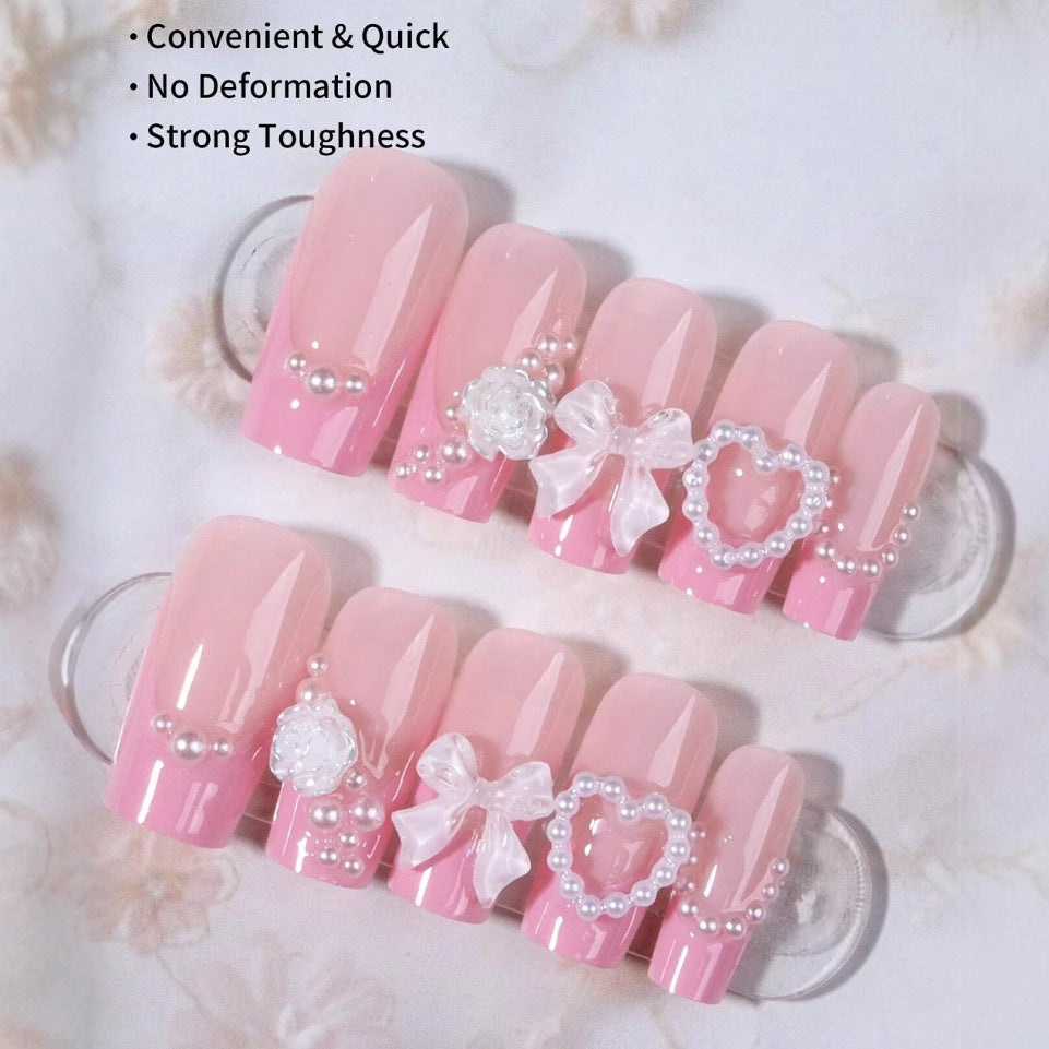 Artificial nail set with romantic heart and flower decorations Kalsten