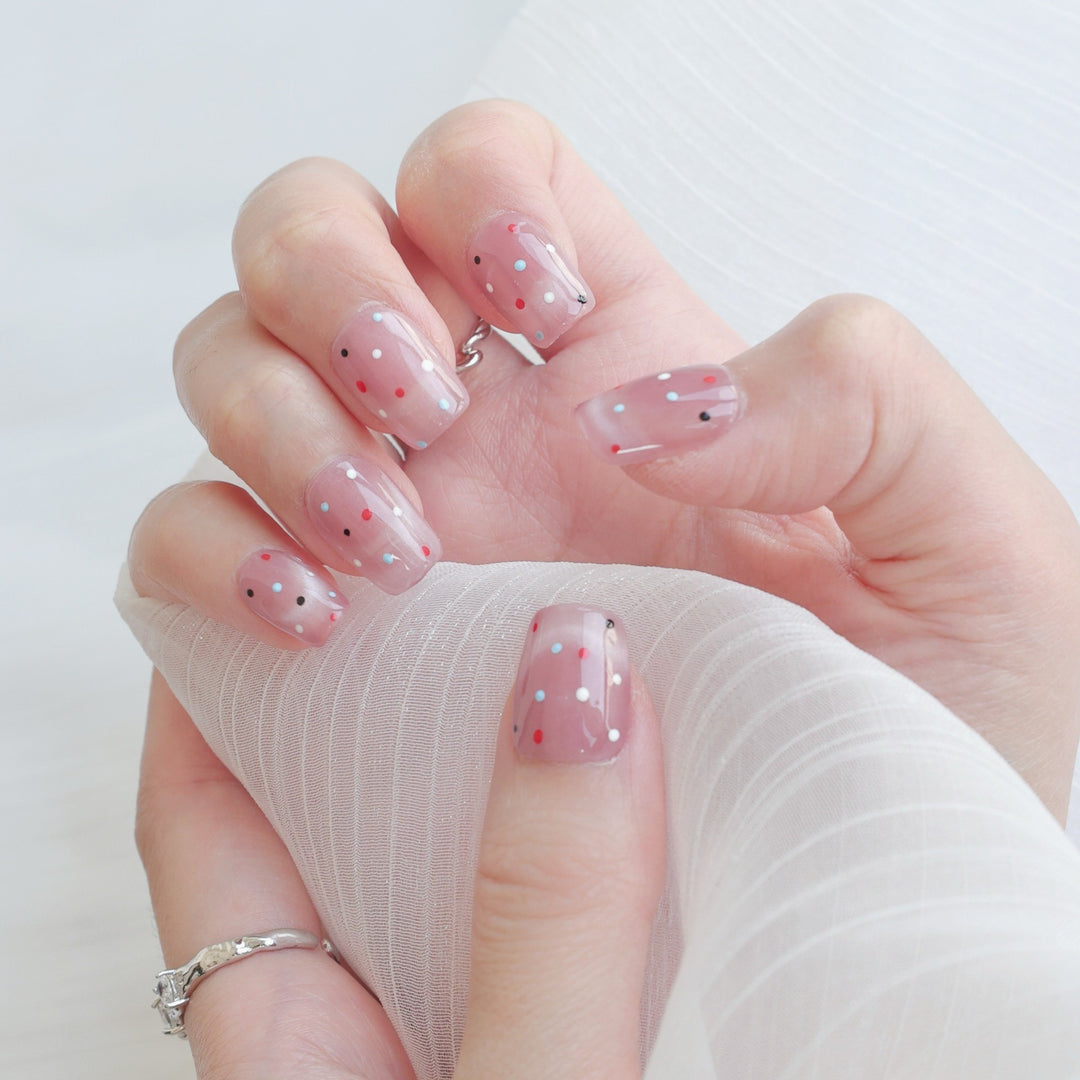 Artistic Press-On Nail Set with Playful Dots