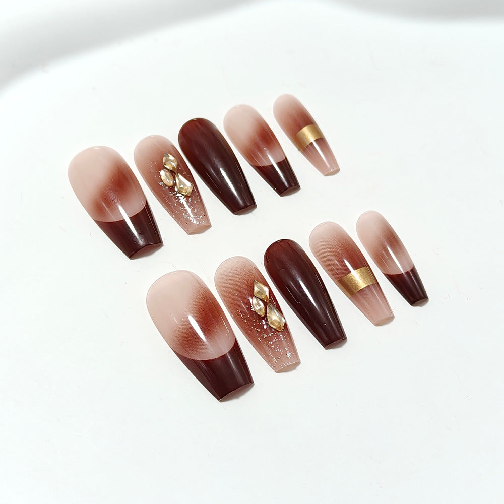 Artificial nails with luxury embellishments and stylish color gradients Kalsten