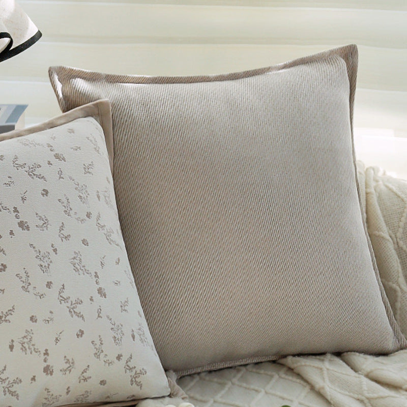 Square fine structure pillowcase with botanical jacquard relief and satin piping Kalsten