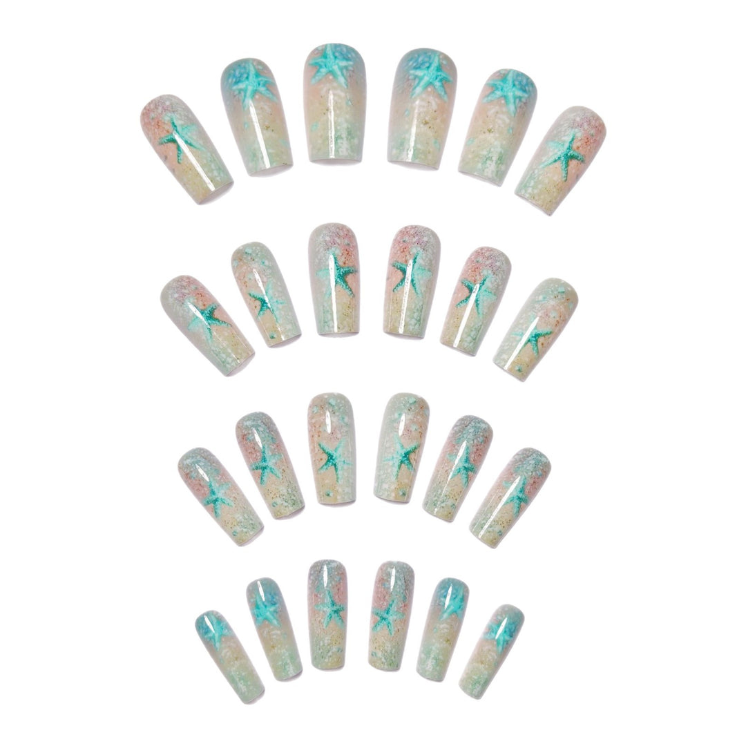 Glittering artificial nails with maritime star motif Kalsten