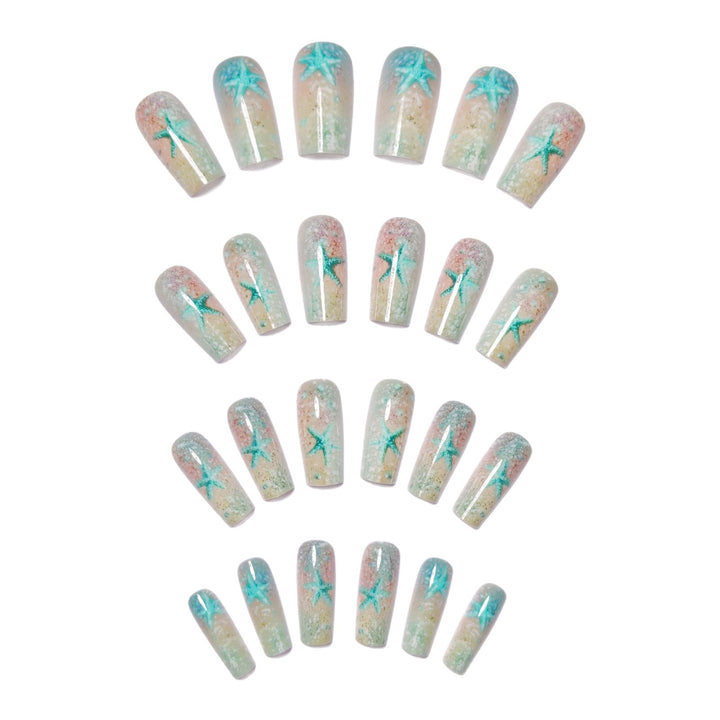 Glittering artificial nails with maritime star motif Kalsten