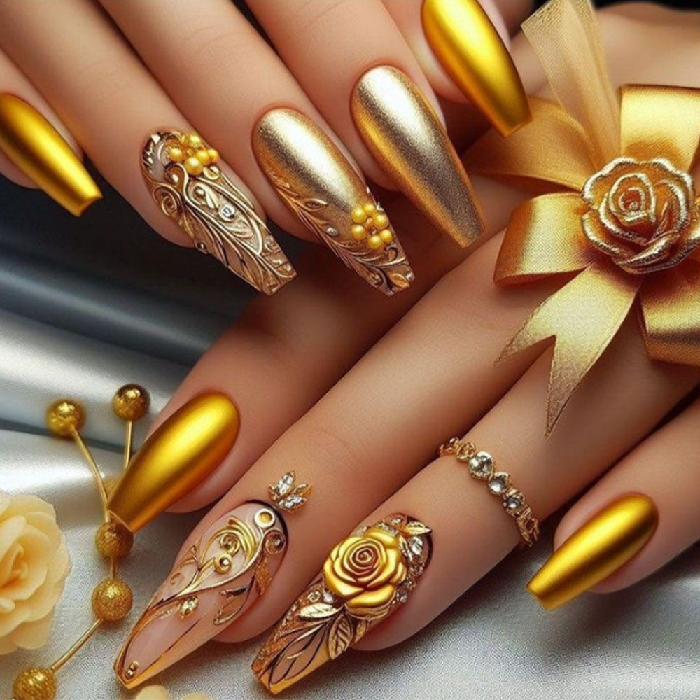 Elegant artificial nails with luxury embellishments Kalsten