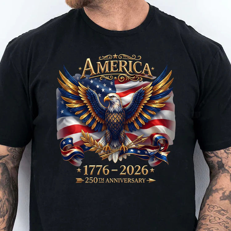 Unisex nan patriotic anniversary eagle graphic crewneck tee with flag print Kalsten