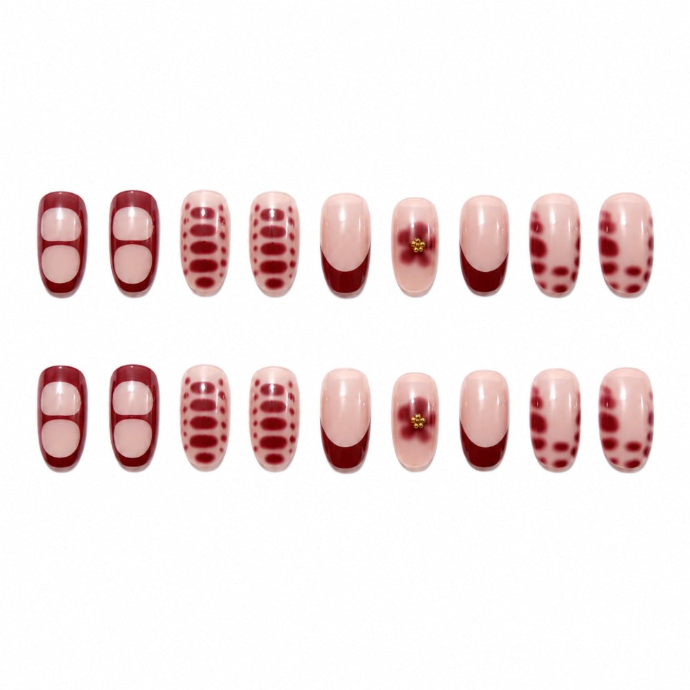 Elegant Artificial Nails with Floral Design and Shine Kalsten