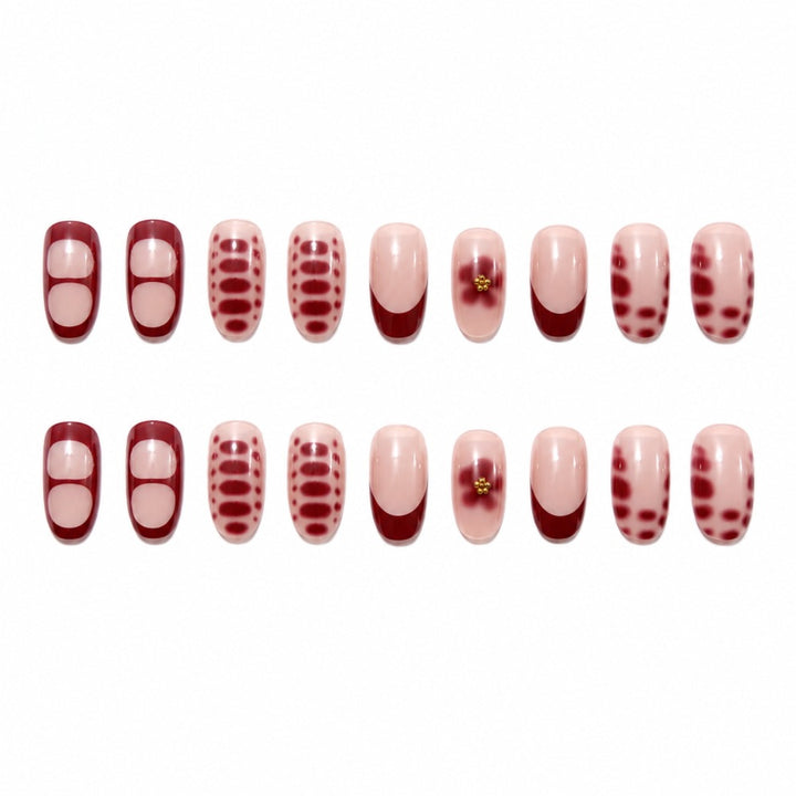 Elegant Artificial Nails with Floral Design and Shine Kalsten