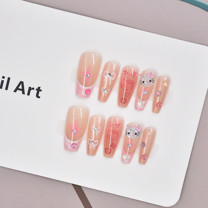 Glamorous Heart-Themed Press-On Nail Set Kalsten
