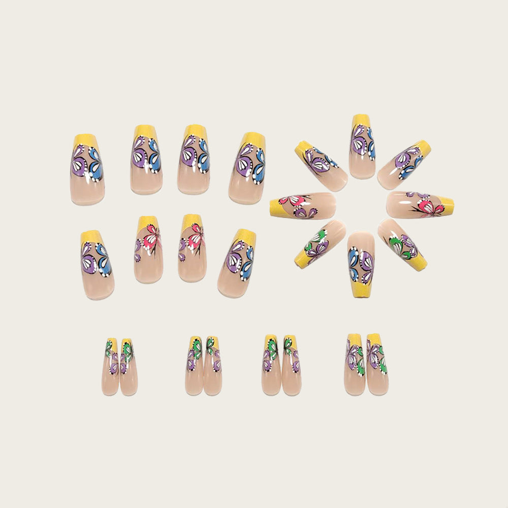 Nail set with intricate butterfly design Kalsten