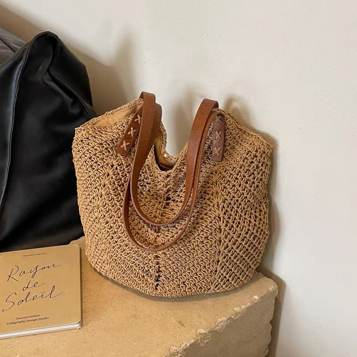 Handcrafted beach bag with elegant leather handles Kalsten