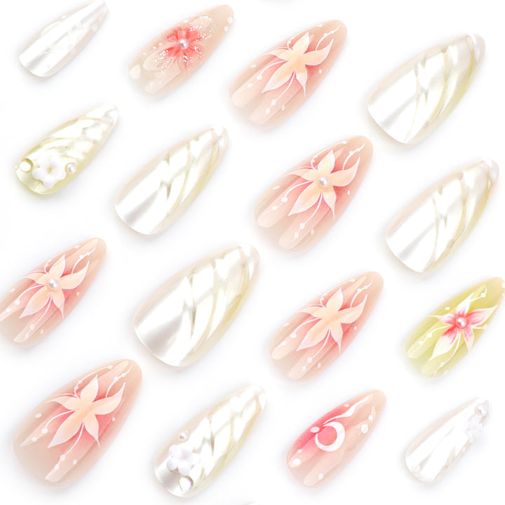 Artful Nail Extensions with Floral and Elegant Design Kalsten