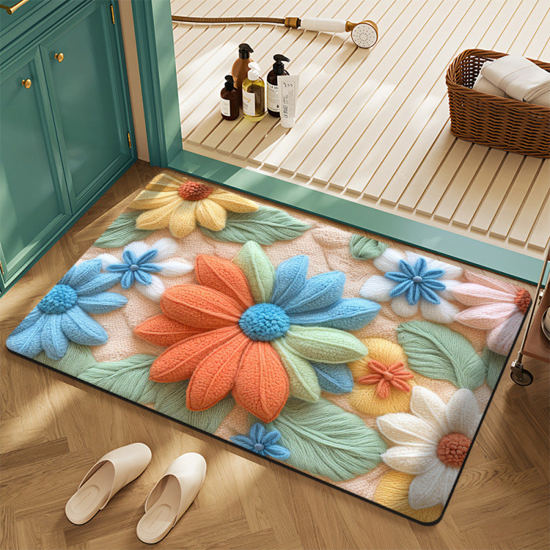 Floral Motif Bath Mat Kalsten