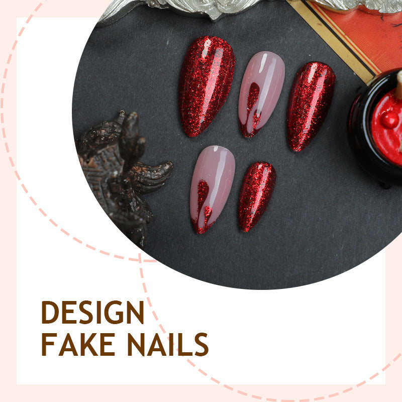 Luxurious artificial nail set with glamorous glitter Kalsten