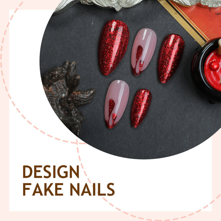 Luxurious artificial nail set with glamorous glitter Kalsten