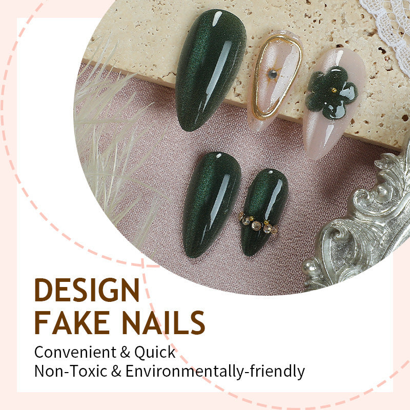 Artificial nail set with floral accents and glitter details Kalsten