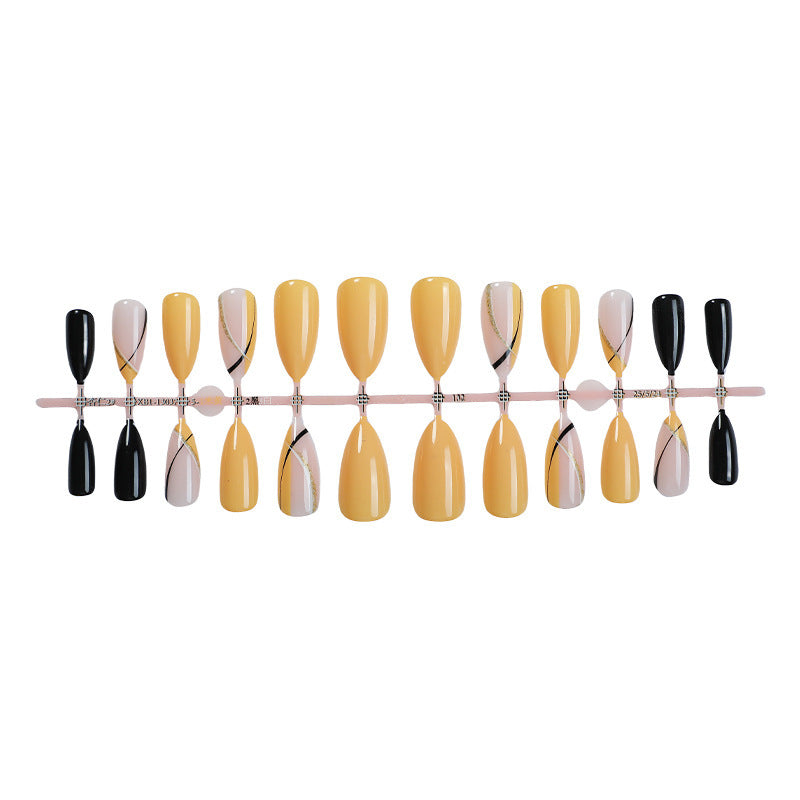 Acrylic Nail Set with Creative Gradient and Elegant Lines Kalsten