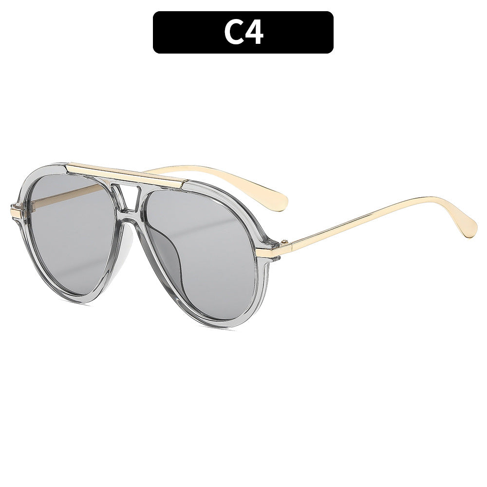 Aviator-Style Transparent Frame Sunglasses