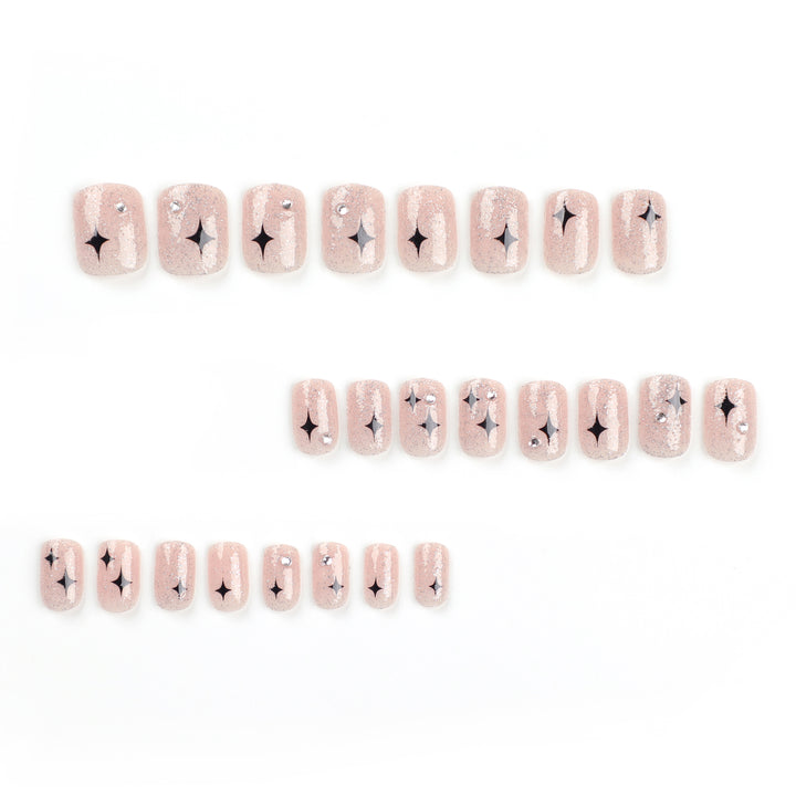 Artful Nail Extensions with Glitter and Star Pattern Kalsten